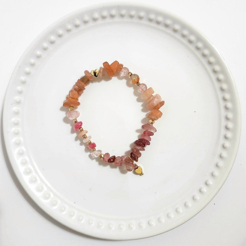 Sunshine Sweetheart/Crystal that attracts peach blossoms and increases vitality/Orange/Strawberry Crystal/Rhodonite/ Stone - Bracelets - Crystal Multicolor