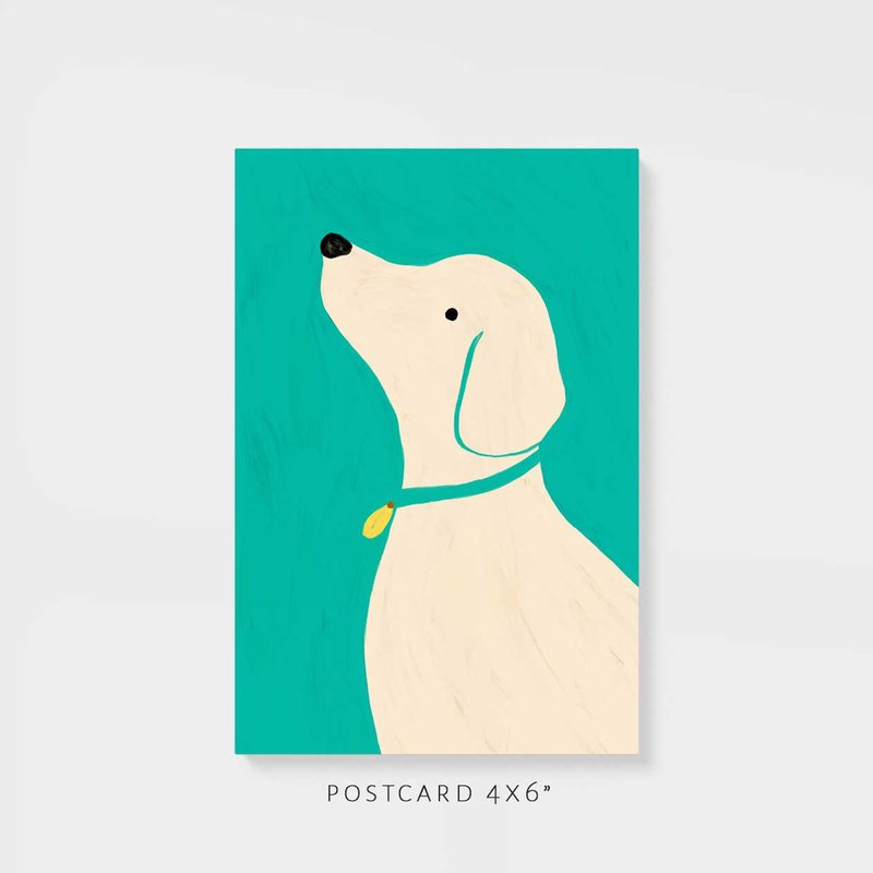 Postcard | White dog (green) - 卡片/明信片 - 紙 綠色