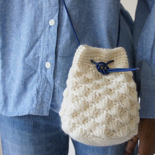 SHOP2155 Ba-ba handmade Crochet Drawstring bag with string No.KP2