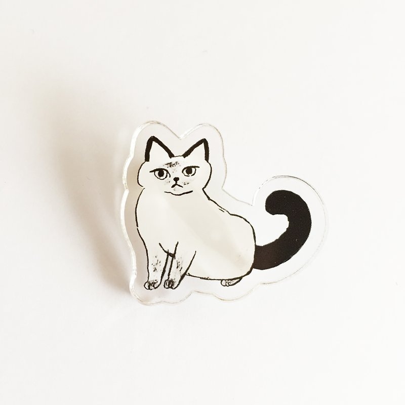 Siamese cat's acrylic brooch - Brooches - Acrylic White