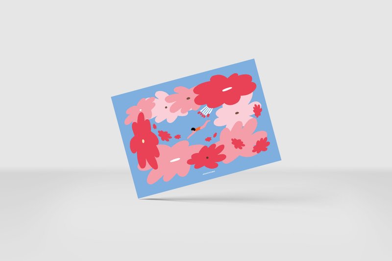 Dive into Flower card (A5/A6) - 卡片/明信片 - 紙 粉紅色