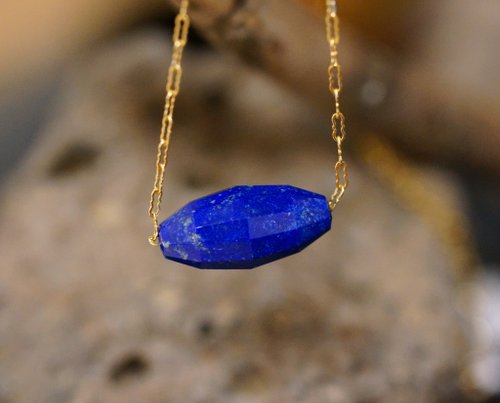 BNA Jewelry 14KGF 切面青金石頸鍊 ( Faced Lapis Necklace-01 )