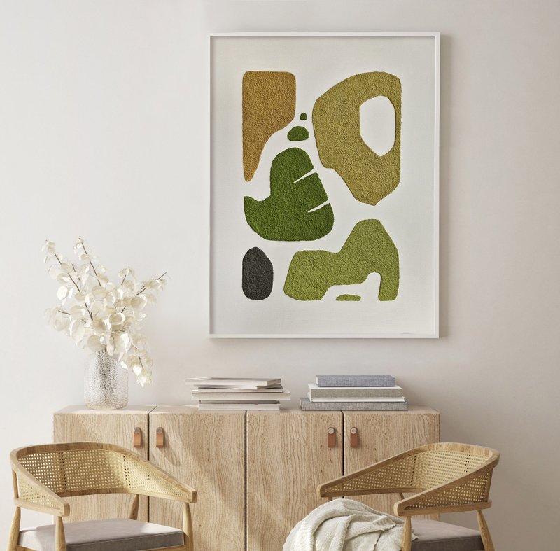 Green textured wall art | Green textured abstract |Green textured | Spring Bay 6 - 壁貼/牆壁裝飾 - 棉．麻 綠色