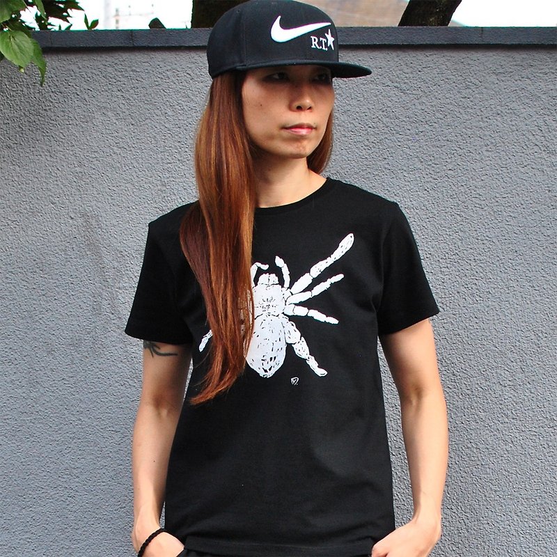 タランチュラ 蜘蛛 spider レディースtシャツ Black S M L  - 女 T 恤 - 棉．麻 黑色