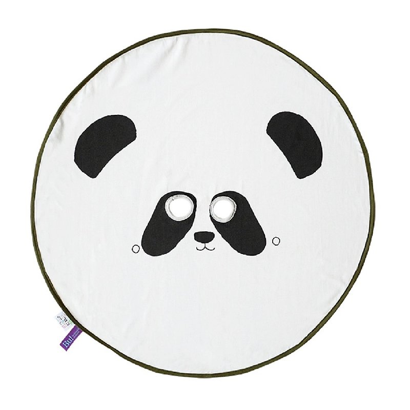 BU! BLANKIE躲貓貓有機棉毯 – 胖達 (綠邊) Panda Green - 嬰兒床/床圍/寢具 - 棉．麻 白色