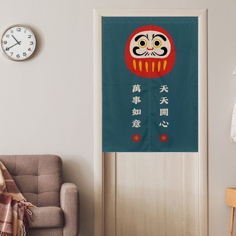 Japanese Daruma Cultural and Creative Door Curtain-Elastic Fabric - Doorway Curtains & Door Signs - Cotton & Hemp Green