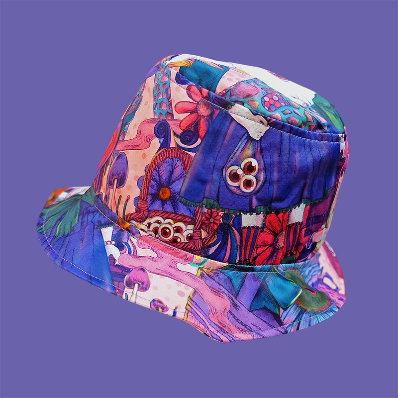 兔子插畫圖案漁夫帽 - 帽子 - 聚酯纖維 粉紅色