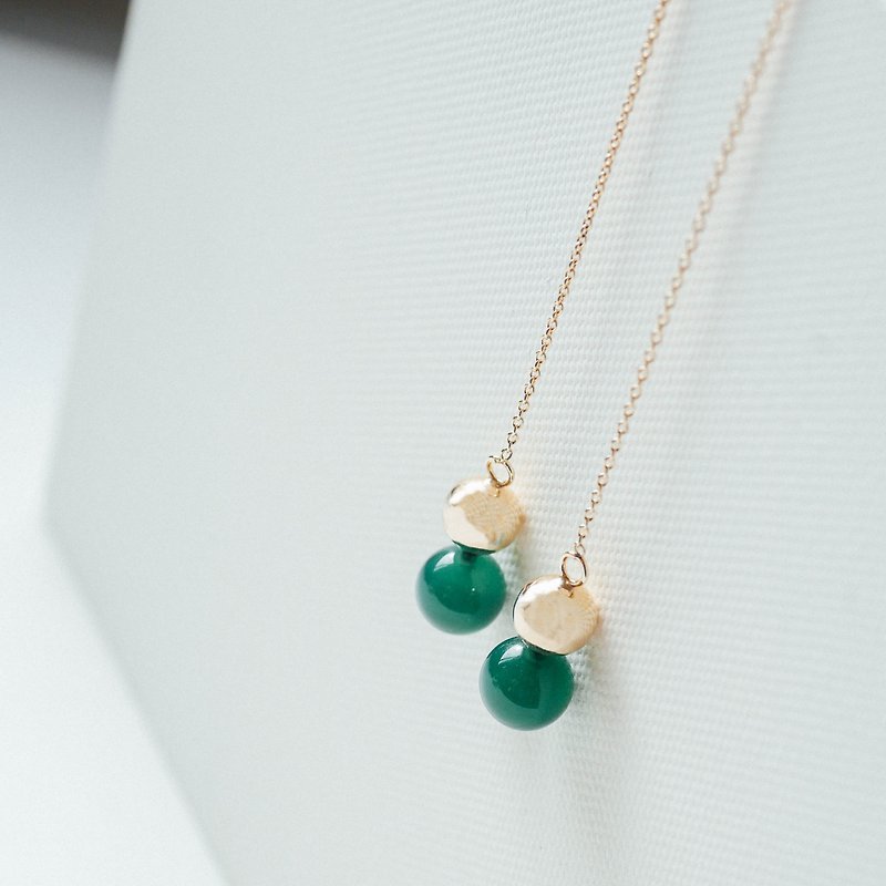 Gemstone earrings//green agate - Earrings & Clip-ons - Other Metals 
