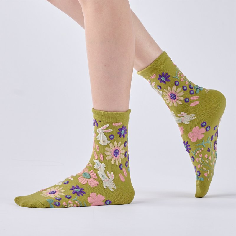 綠色星球 中筒襪 - 綠(M) - 襪子 - 棉．麻 綠色