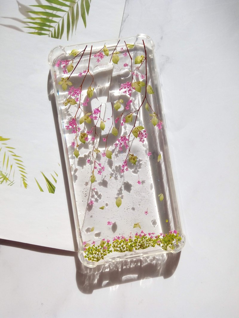 Annys workshop手作押花手機保護殼,Samsung Galaxy A8 2018,盛開 - 手機殼/手機套 - 塑膠 粉紅色