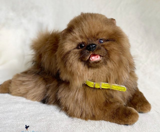 Realistic Lifelike Pekingese Stuffed Animal with Real Fur