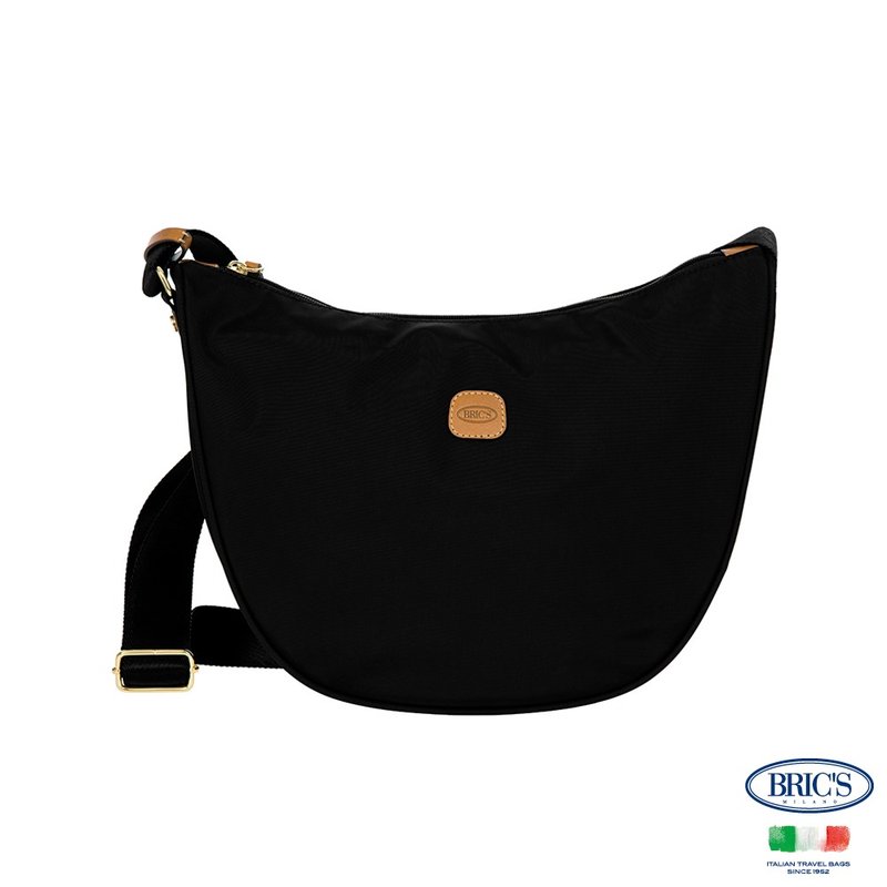 【BRIC' S】X-Bag 半月側背包-黑色 - 行李箱/旅行袋 - 其他材質 黑色