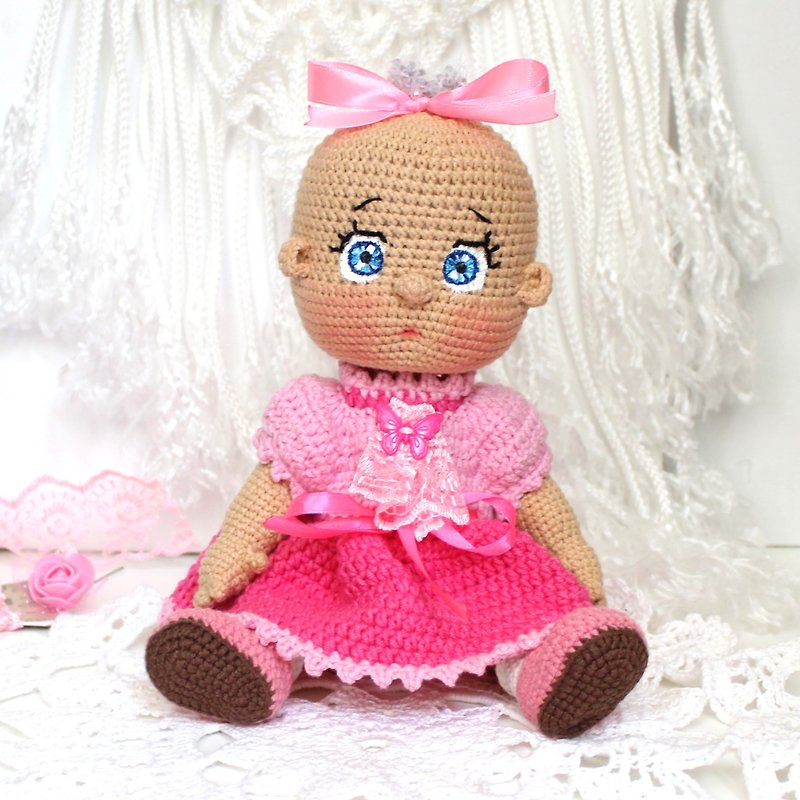 Doll baby girl gift baby shower Doll for baby pink dress removable clothes - Stuffed Dolls & Figurines - Other Materials Pink