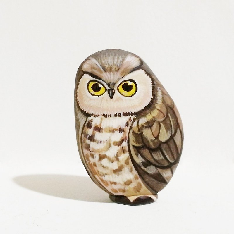 Little Owls stone painting original art. - Stuffed Dolls & Figurines - Stone Brown