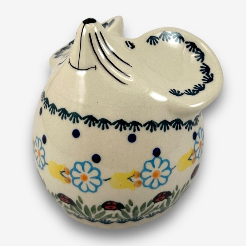 波蘭手繪手工陶-老鼠存錢筒 11cm 魔幻森林系列 入門款 - 存錢筒 - 陶 綠色