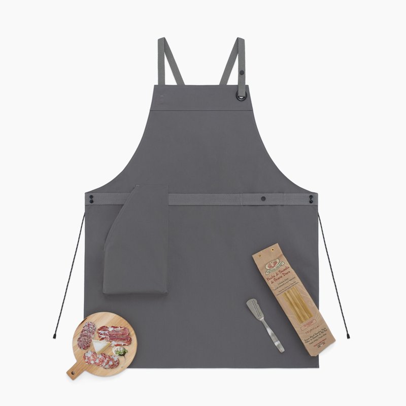 AMP 分流背帶 - 莫蘭迪灰 職人工作圍裙 by rin 預購商品 - 圍裙 - 聚酯纖維 灰色