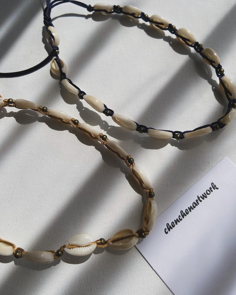 European and American Bohemian BOHO island style shell braided necklace shell necklace - สร้อยคอ - เปลือกหอย ขาว