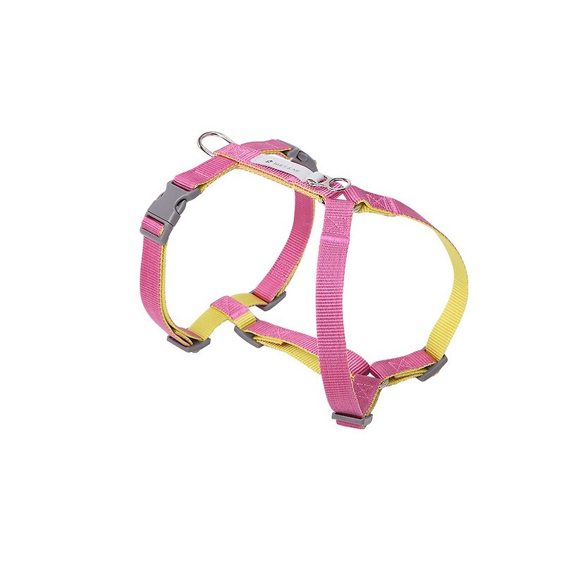 [Tail and me] Classic nylon belt chest strap with purple red / lemon yellow M - Collars & Leashes - Nylon 