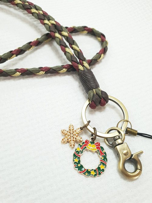 Paris。Le Bonheun Handmade Paris*Le Bonheun。莫蘭迪的聖誕。頸繩編織鑰匙圈