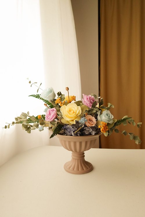 午後有花 | 花藝工作室 永生花冠軍杯盆花-奶茶咖