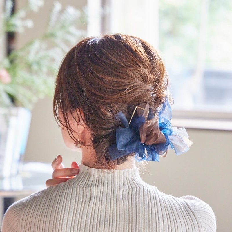 Blooming braided hair clip | Azzurro - Hair Accessories - Polyester Blue