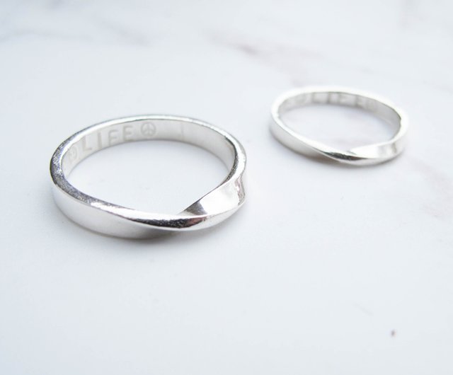 Customized Gift] The intersection of love. White steel rings for couples -  Shop miestilojewelry Couples' Rings - Pinkoi