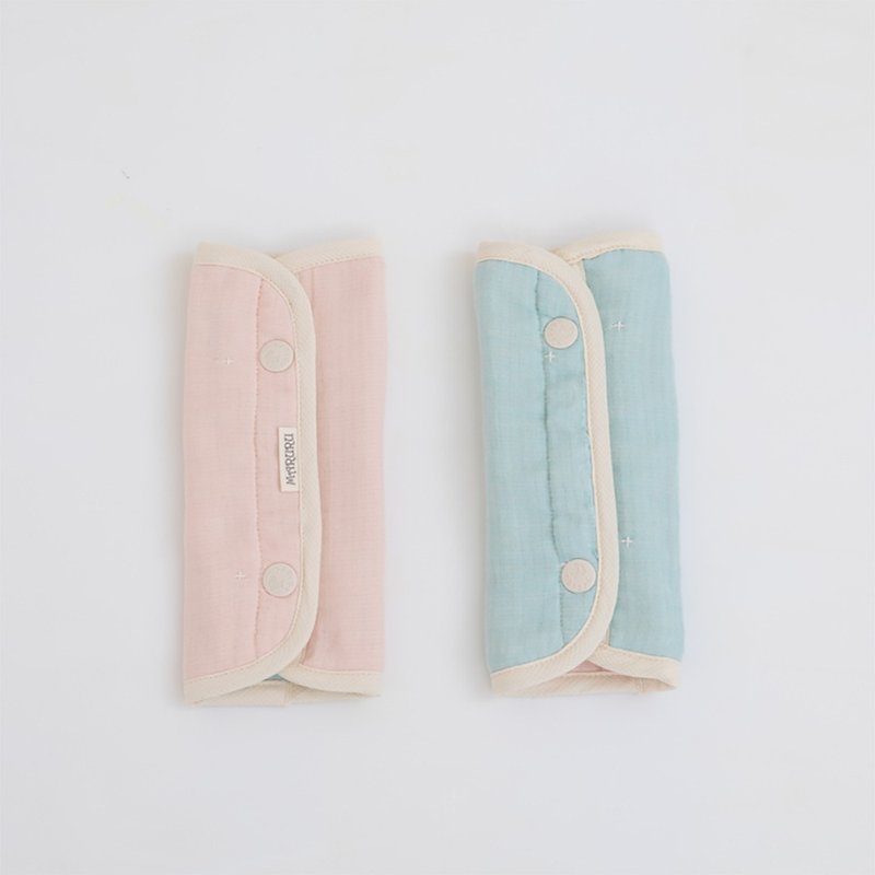 MARURU 六層紗揹帶口水巾 粉藍 - 口水肩/圍兜 - 棉．麻 藍色