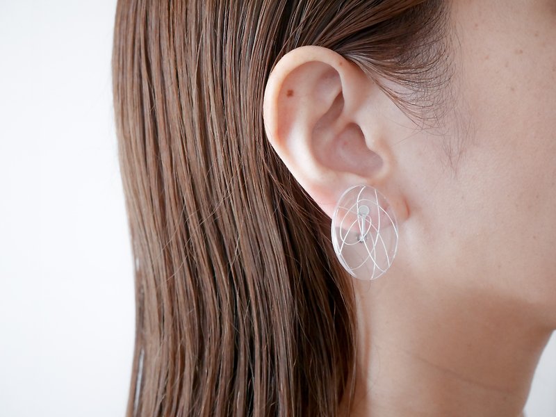 egg wire (silver) - 耳環/耳夾 - 樹脂 透明