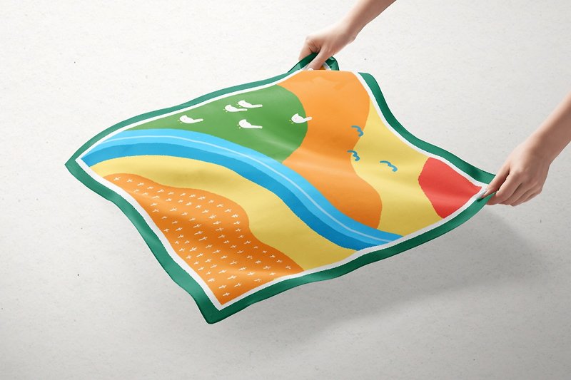 Solar terms series Mangzhongdao childlike hand-painted silk square scarf - Scarves - Other Materials Orange