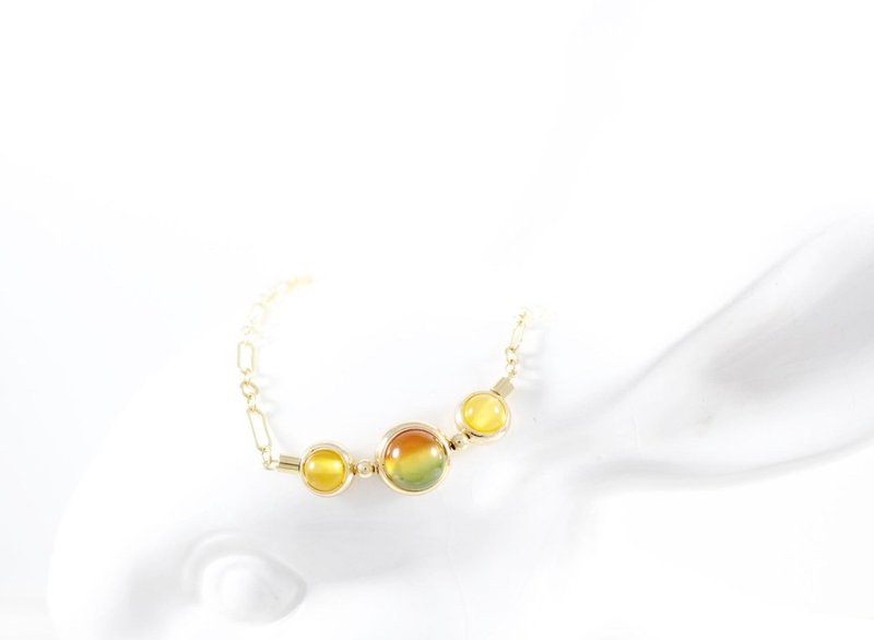 Love and Hope Peacock Agate Bracelet - สร้อยข้อมือ - เครื่องเพชรพลอย สีเหลือง