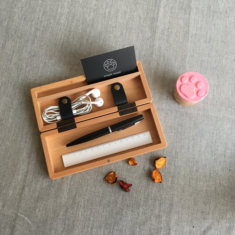 Multi storage pen box- Beech - Pencil Cases - Wood Khaki