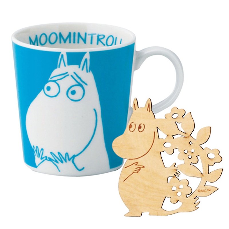 MOOMIN 噜噜米-expression series mug + woodcarving coaster (glutinous rice) - Mugs - Pottery 