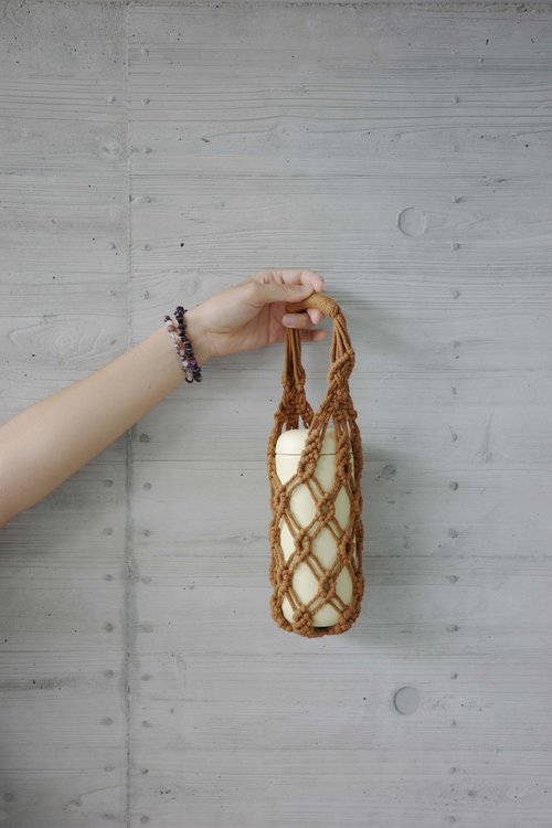 Macrame Woven Tote Hand Shaker Cup Bag Beverage Tote Cup Holder - Shop  eileen-macrame Beverage Holders & Bags - Pinkoi