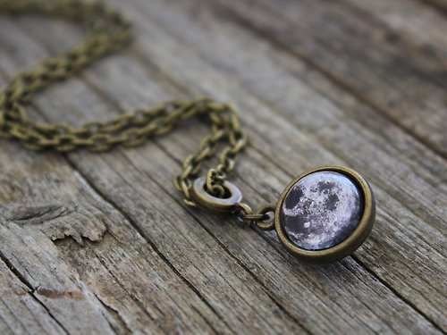 double sided Moon phase necklace full moon astrology jewelry moon jewelry mystic jewelry crescent moon space jewelry