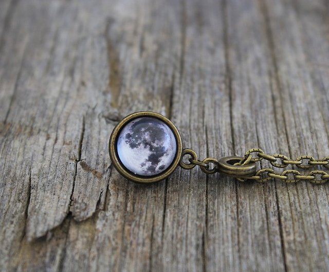 double sided Moon phase necklace full moon astrology jewelry moon jewelry mystic jewelry crescent moon space jewelry
