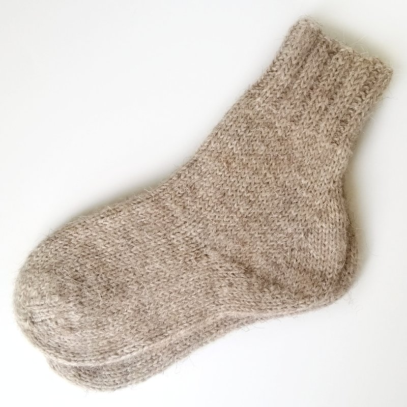 Hand-knitted custom very warm fluffy socks for women - natural sheep's wool yarn - Socks - Wool 