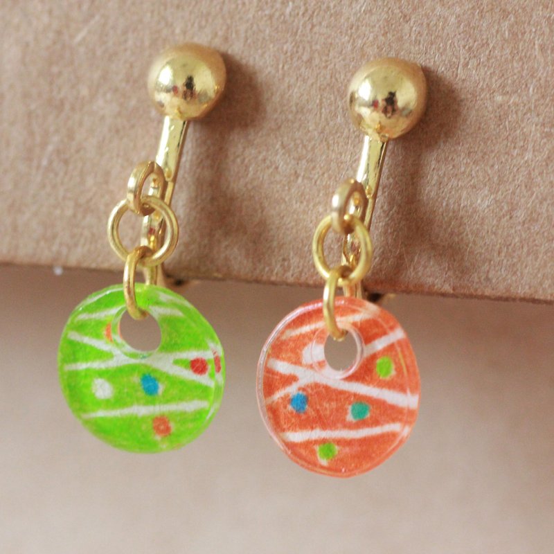 Festival water polo needle clip earrings - Earrings & Clip-ons - Plastic Multicolor