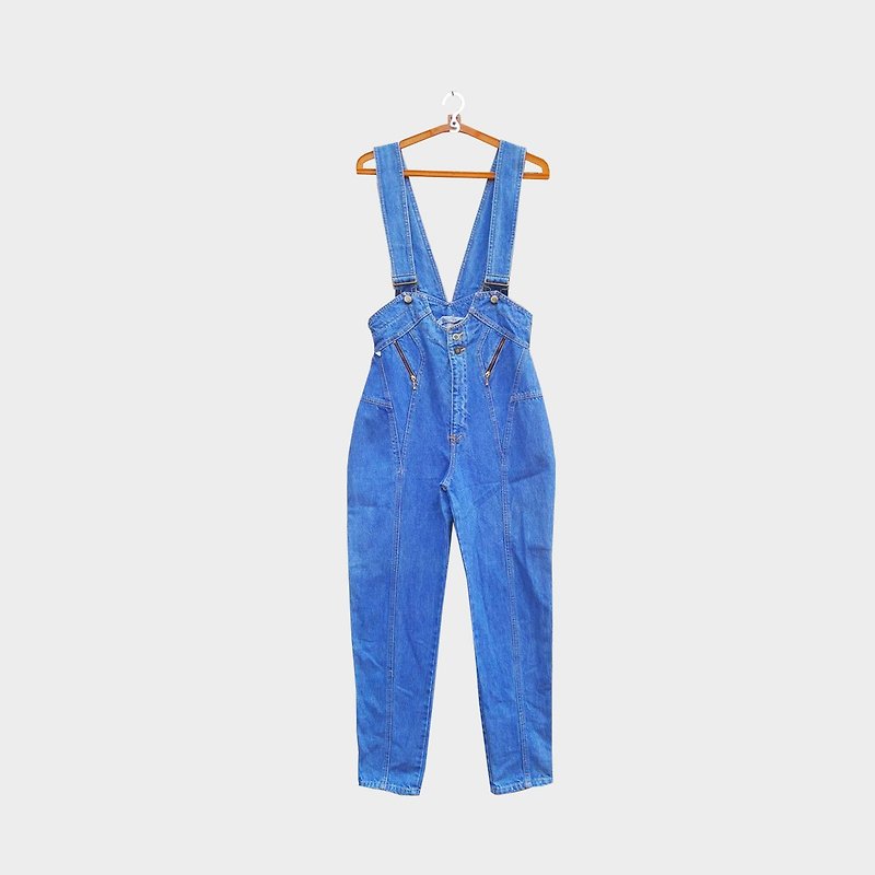 Vintage navy blue denim suspenders - Overalls & Jumpsuits - Polyester Blue