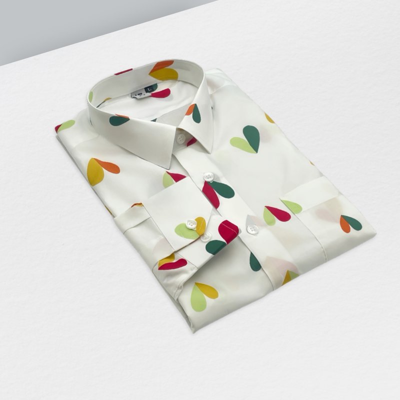 愛心白襯衫 - 男襯衫/休閒襯衫 - 棉．麻 白色