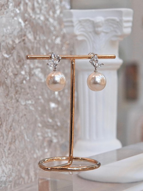 Lafit 珍珠之翼 — 優雅奧地利水晶珍珠耳環 女生聖誕禮物