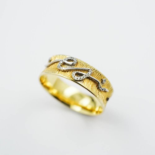 CJ Design 原創珠寶 【你的名字】原創18K金 復古拉絲 字母雙色窄版 高級感戒指