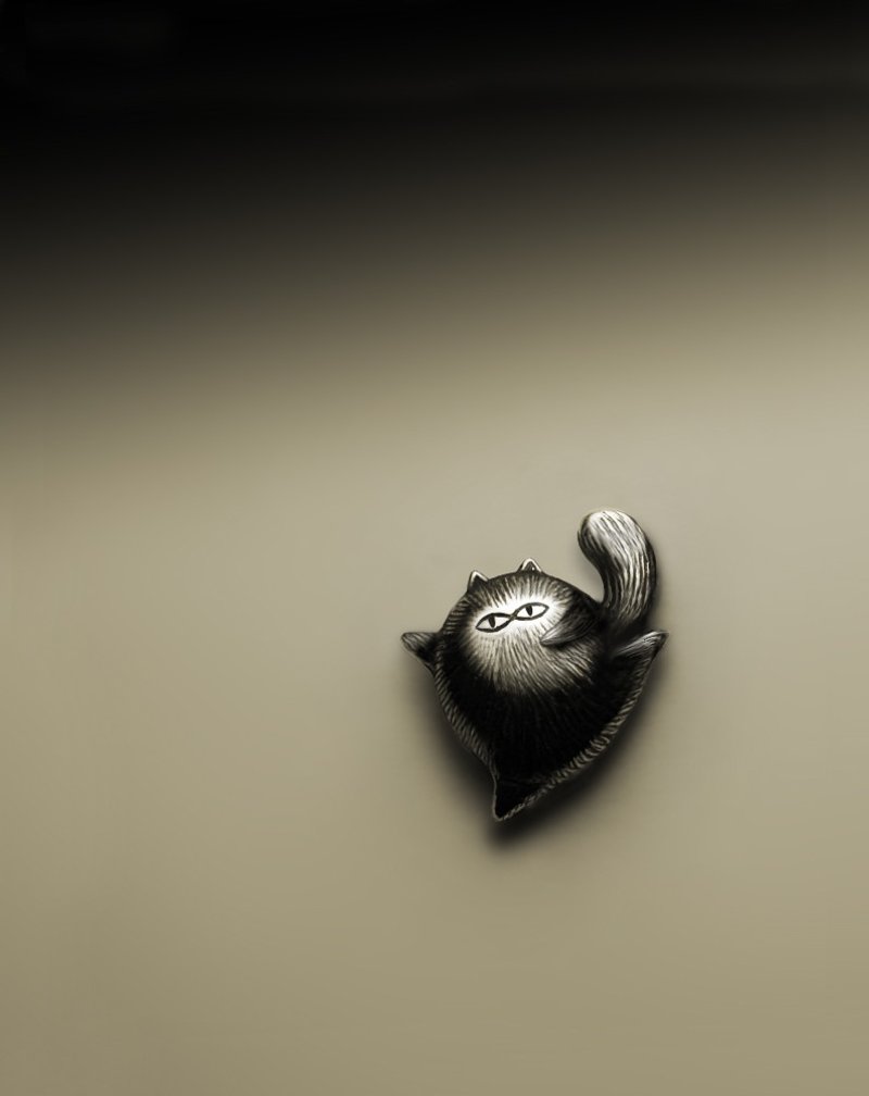 搖咧搖咧胖貓耳環(單支/一對/可改耳夾式) - 耳環/耳夾/耳骨夾 - 其他金屬 銀色