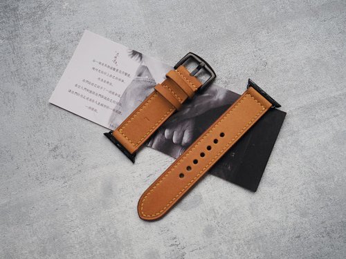 皮俠客PXK手工皮具 純手工牛皮磨砂薑黃蘋果Applewatch錶帶 顏色款式可客製化 可刻字