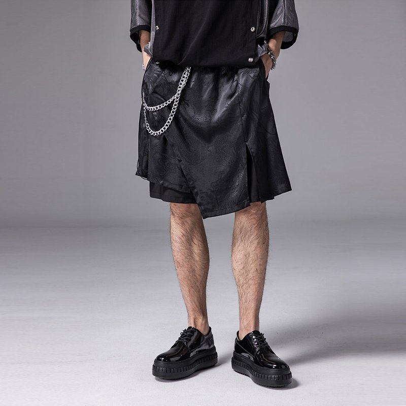 Product set cut men's diablo splicing recreational shorts - กางเกงขาสั้น - เส้นใยสังเคราะห์ 
