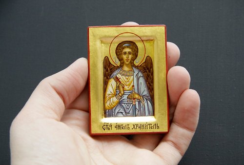 Orthodox small icons hand painted orthodox , wood icon of the Guardian Angel miniature religious art