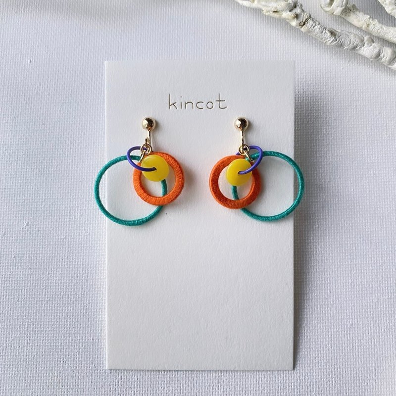 Connect Clip-On[Green] - Earrings & Clip-ons - Cotton & Hemp Multicolor