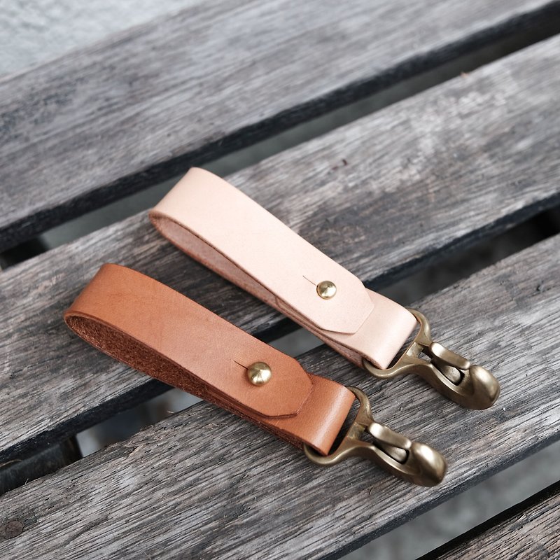 Brass US Big Head Hook Key Ring / Italian Original Vegetable Tanned Leather / Leather / Hand / Leather / Key Ring / Kyrgyz - Keychains - Genuine Leather Multicolor