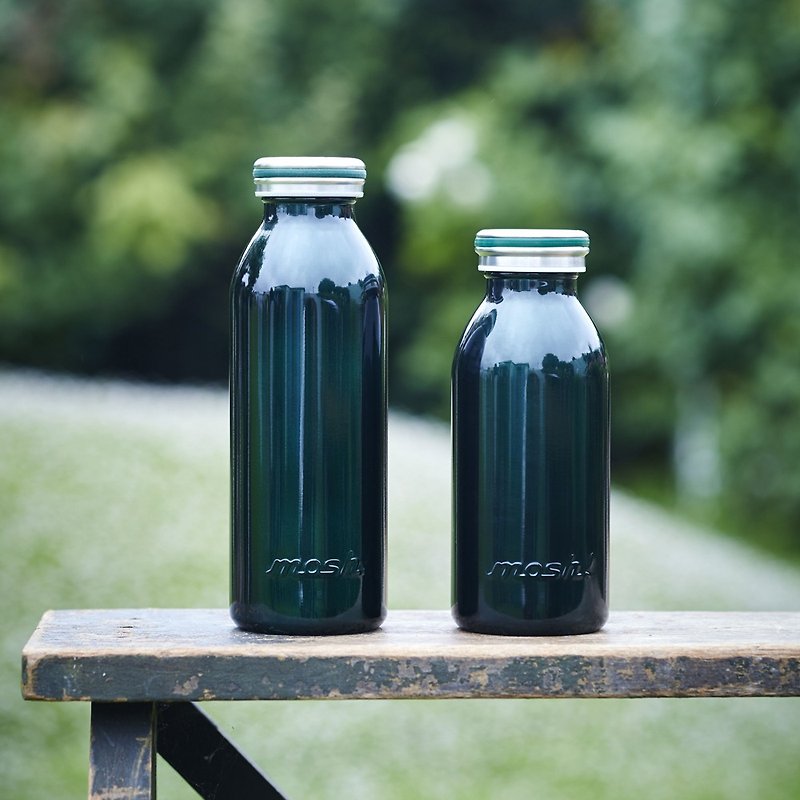 日本Mosh! 金屬時尚牛奶系保溫保冷瓶-450ml (森林綠) - 保溫瓶/保溫杯 - 不鏽鋼 綠色