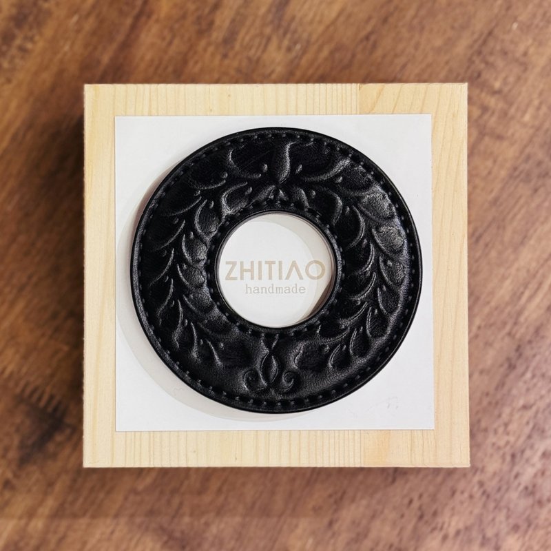 原創手工製作牛皮劍道刀鐔 隱秘之境 黑色 劍鍔 Tsuba - 運動配件 - 真皮 黑色