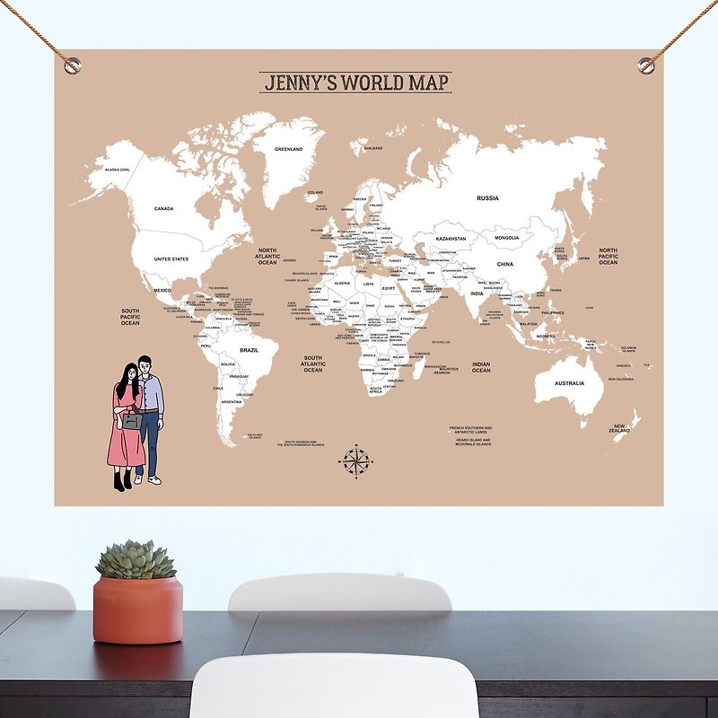 Customized world map hanging cloth - โปสเตอร์ - วัสดุอื่นๆ หลากหลายสี